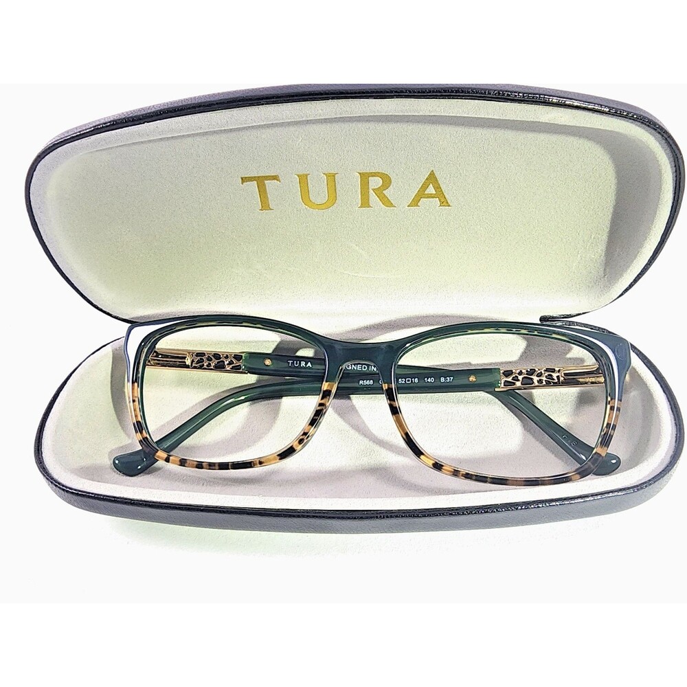 TURA Eyeglasses R568. Green Tortoise, Cat Eye  Frame Only 52▪︎16.  140